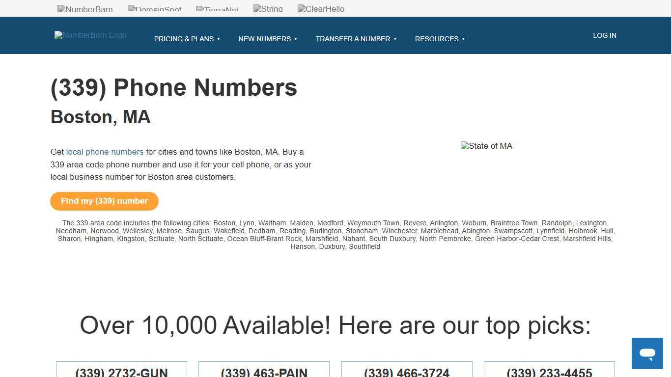 Buy a 339 area code phone number. Map and demographics NumberBarn